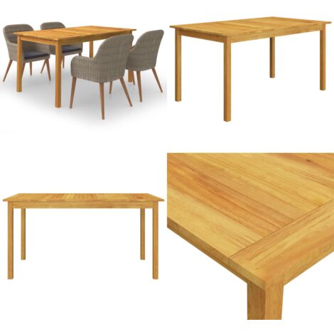 Juego de comedor para jardín 5 piezas marrón - Comedor de jardín - Mesa de comedor