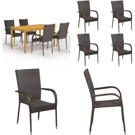Juego de comedor para jardín 5 piezas marrón - Mesa de jardín - Sillas de jardín
