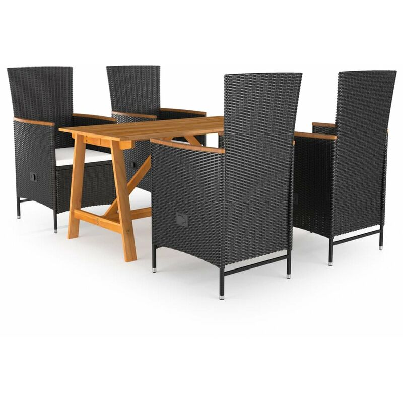 

Juego de comedor para jardin 5 piezas negro