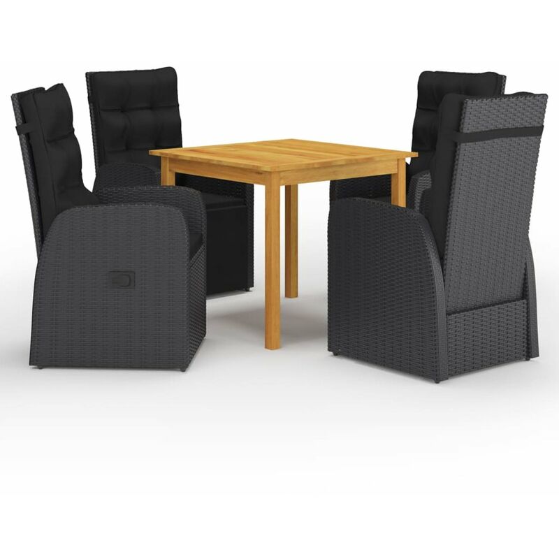 

Juego de comedor para jardin 5 piezas negro