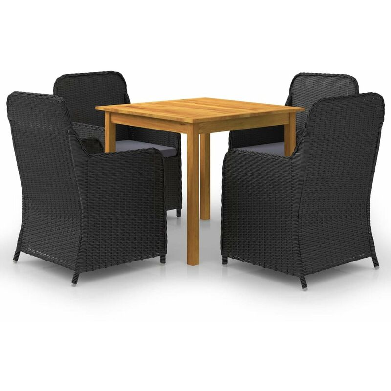 

Juego de comedor para jardin 5 piezas negro