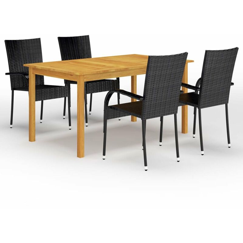 

Juego de comedor para jardin 5 piezas negro