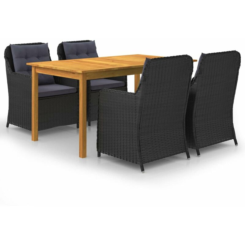 

Juego de comedor para jardin 5 piezas negro