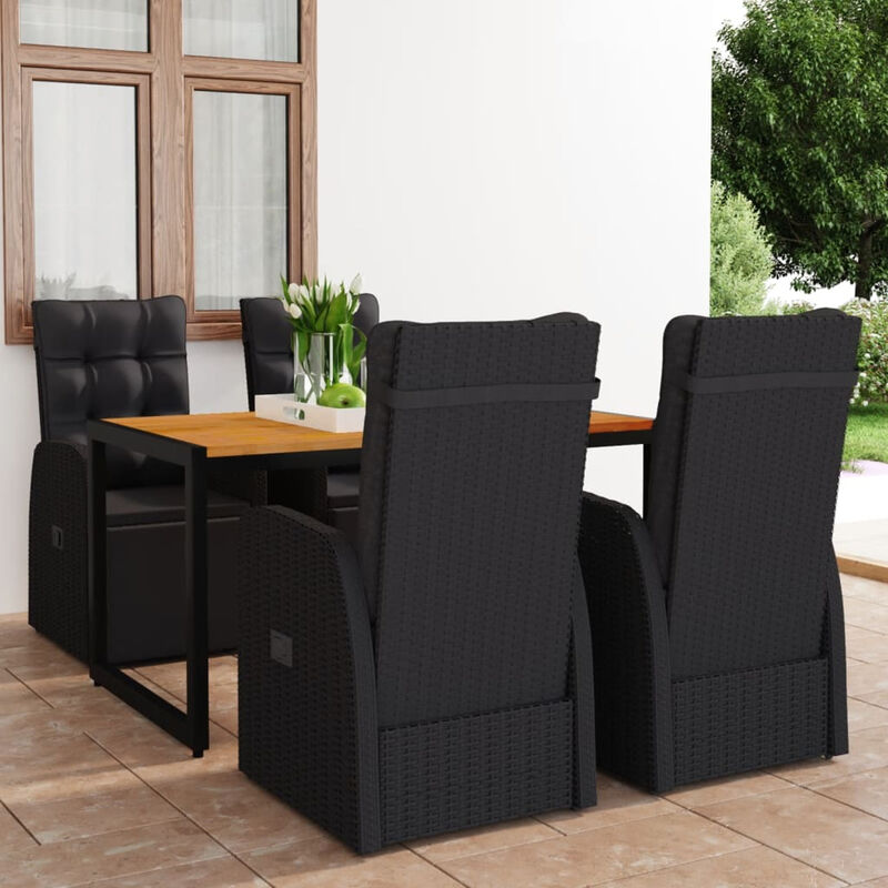 

Juego de comedor para jardin 5 piezas negro