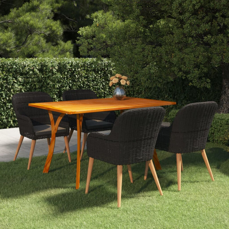 

Juego de comedor para jardin 5 piezas negro