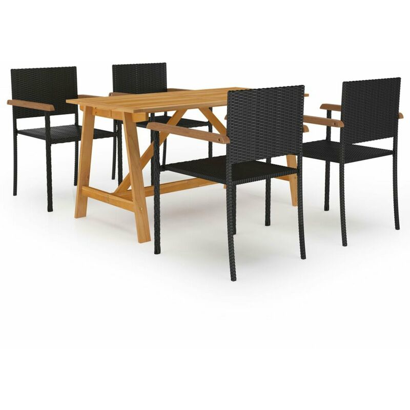 

Happyshopping - Juego de comedor para jardin 5 piezas negro