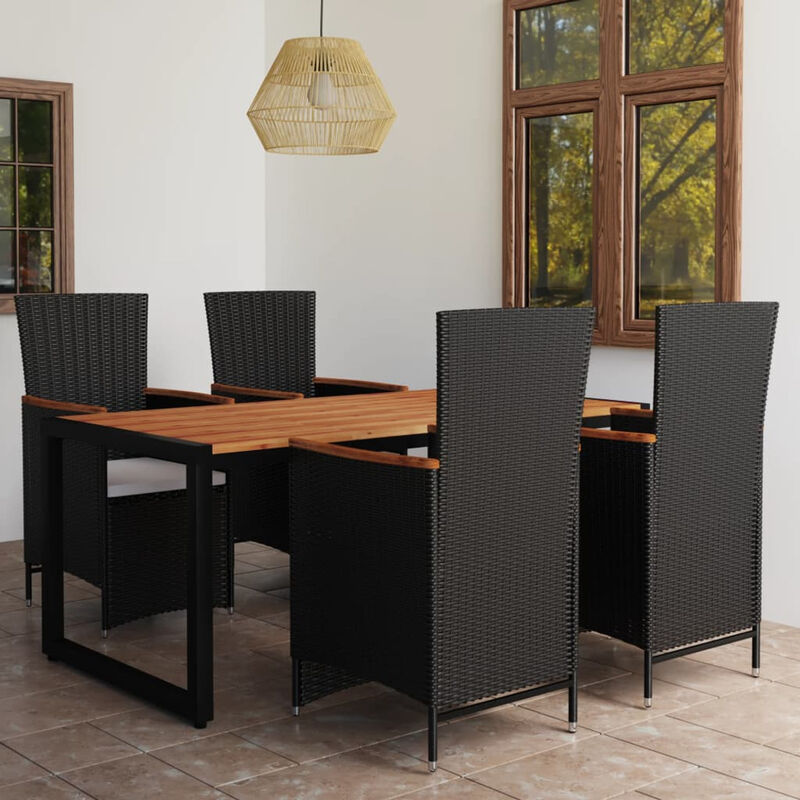 

Happyshopping - Juego de comedor para jardin 5 piezas negro