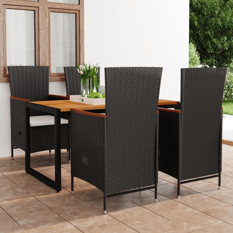 

Happyshopping - Juego de comedor para jardin 5 piezas negro