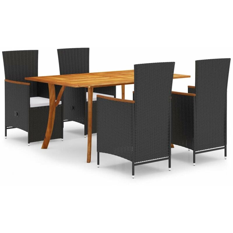 

Happyshopping - Juego de comedor para jardin 5 piezas negro