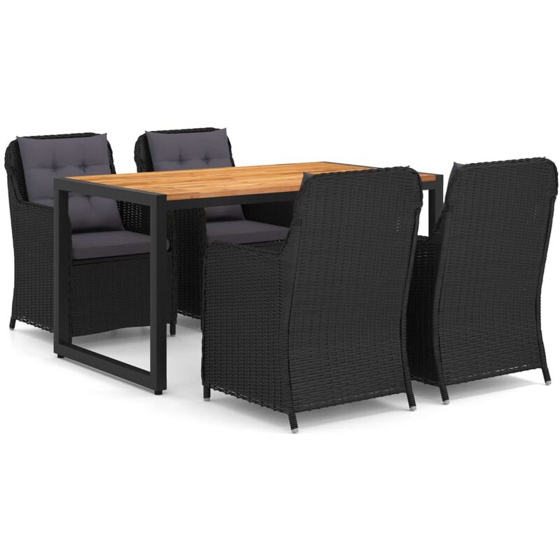 

BHD - Juego de comedor para jardín 5 piezas negro