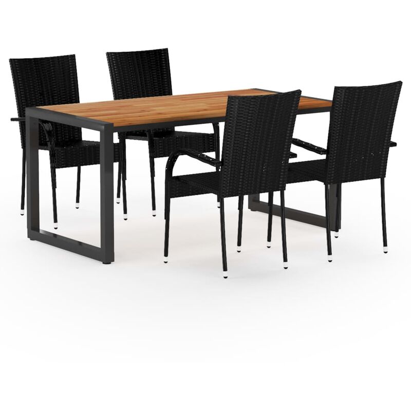 

BHD - Juego de comedor para jardín 5 piezas negro