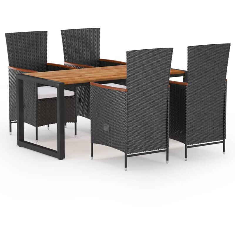 

BHD - Juego de comedor para jardín 5 piezas negro