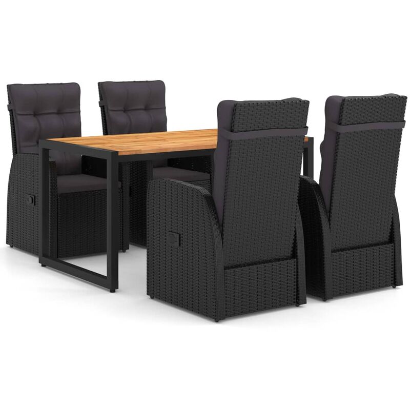 

BHD - Juego de comedor para jardín 5 piezas negro