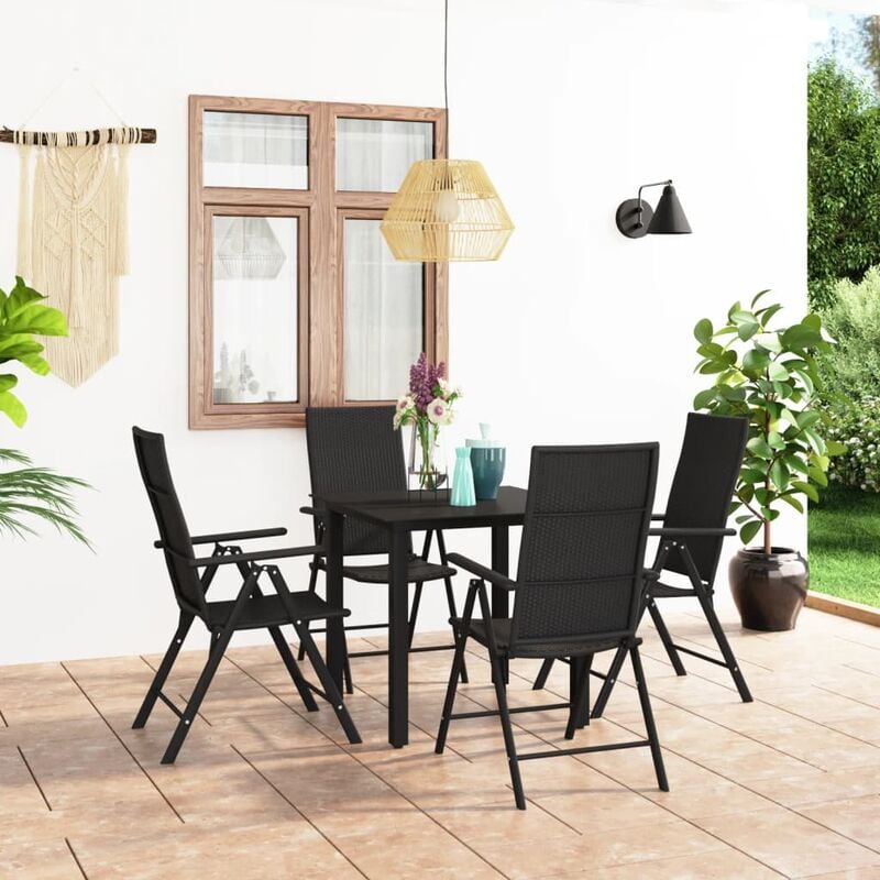 

Juego de comedor para jardín 5 piezas negro