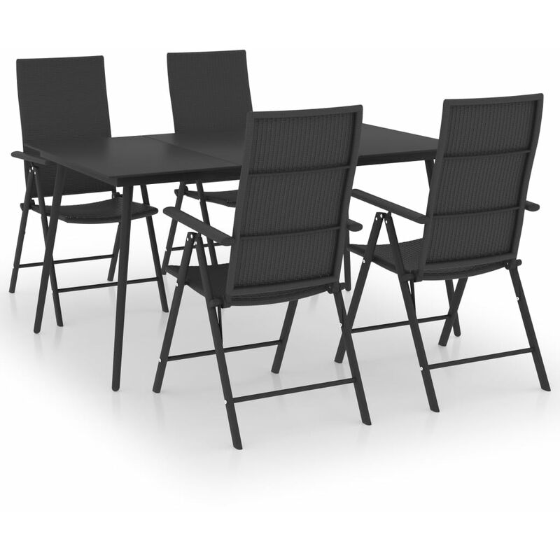 

BHD - Juego de comedor para jardín 5 piezas negro