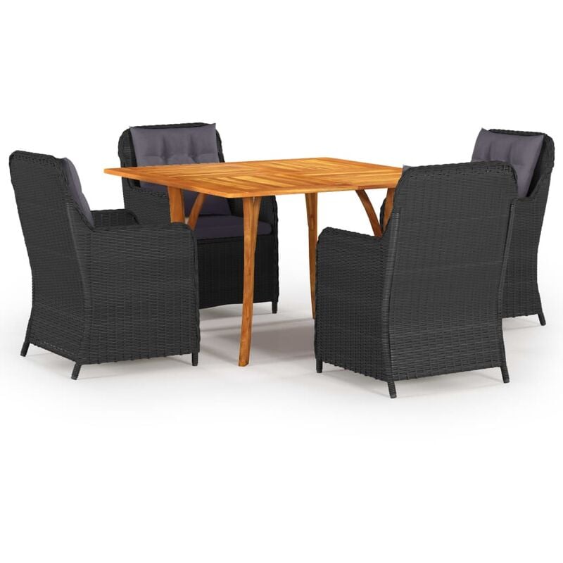 

Juego de comedor para jardín 5 piezas negro