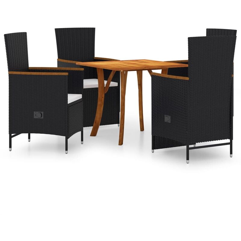 

BHD - Juego de comedor para jardín 5 piezas negro