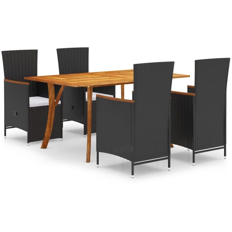 

BHD - Juego de comedor para jardín 5 piezas negro