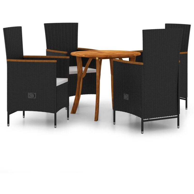

BHD - Juego de comedor para jardín 5 piezas negro
