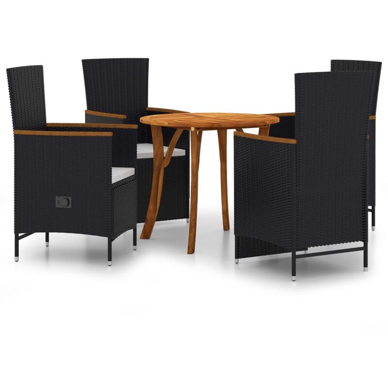

BHD - Juego de comedor para jardín 5 piezas negro