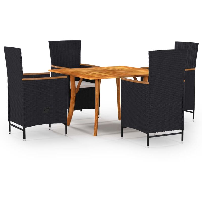 

BHD - Juego de comedor para jardín 5 piezas negro