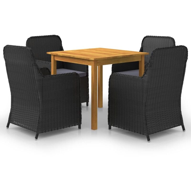 

BHD - Juego de comedor para jardín 5 piezas negro