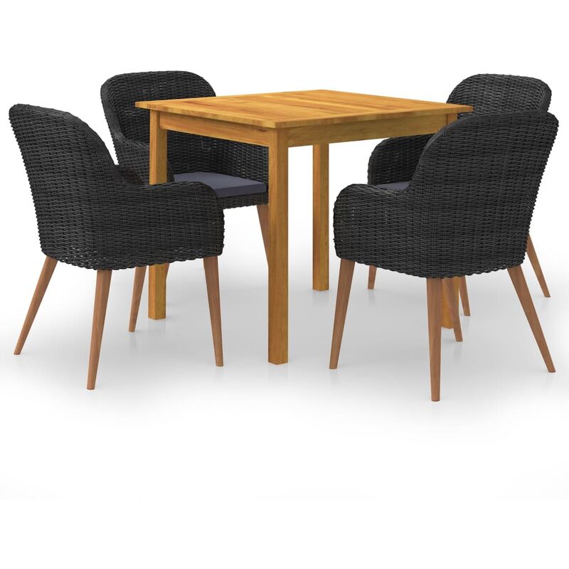 

BHD - Juego de comedor para jardín 5 piezas negro