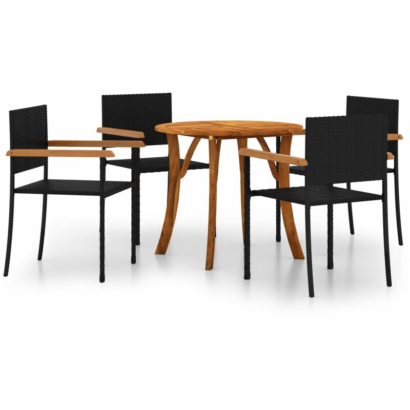 

BHD - Juego de comedor para jardín 5 piezas negro