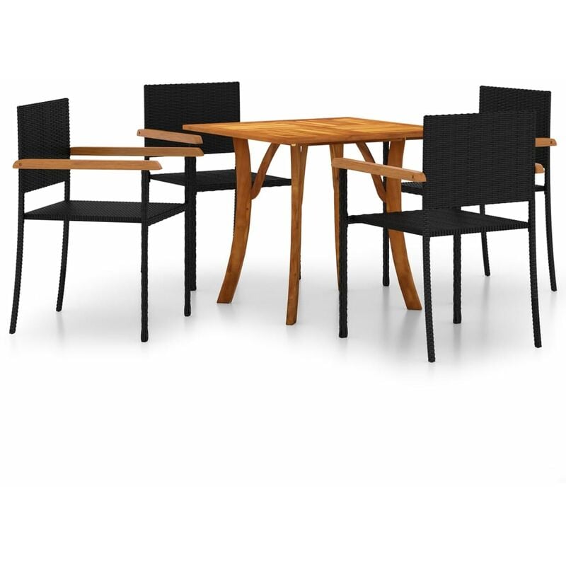 

BHD - Juego de comedor para jardín 5 piezas negro
