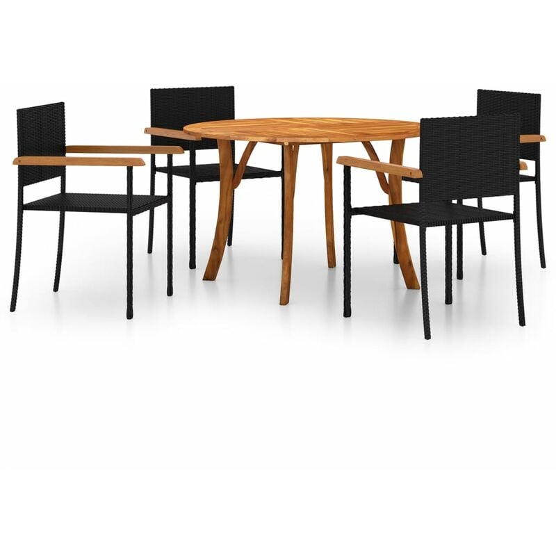 

BHD - Juego de comedor para jardín 5 piezas negro