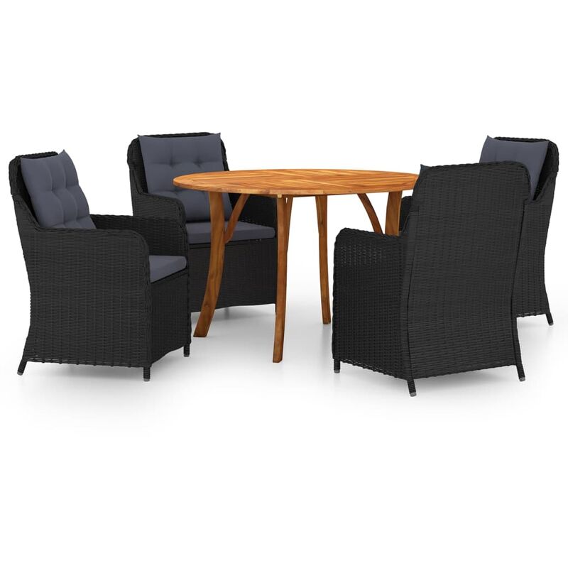

BHD - Juego de comedor para jardín 5 piezas negro