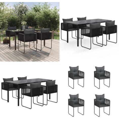 Juego de comedor para jardín 5 piezas negro - Comedor de jardín - Mesa de jardín