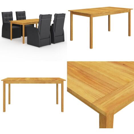 Juego de comedor para jardín 5 piezas negro - Mesa de comedor - Sillas de jardín