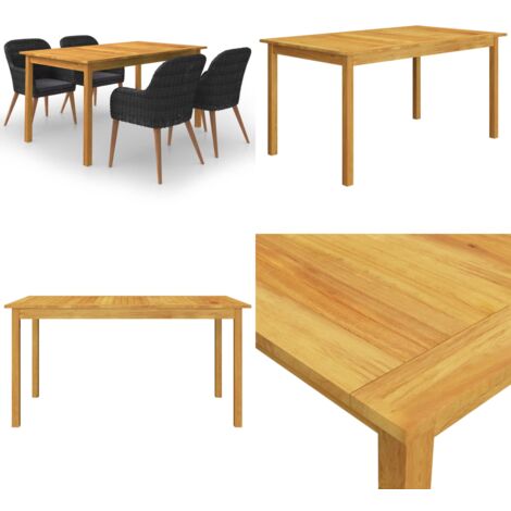 Juego de comedor para jardín 5 piezas negro - Mesa de comedor - Sillas de jardín