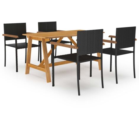 Juego de comedor para jardín 5 piezas negro vidaXL