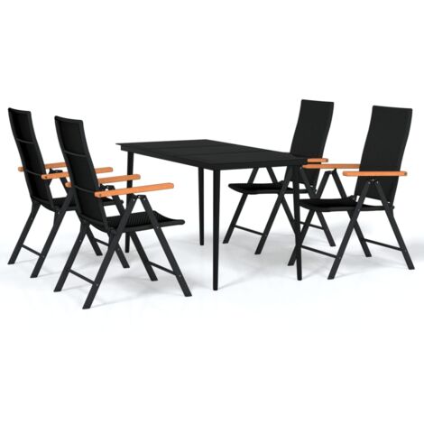 Juego de comedor para jardín 5 piezas negro vidaXL