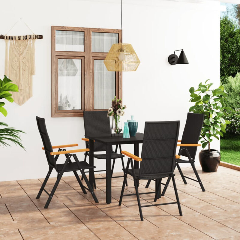 

Juego de comedor para jardin 5 piezas negro y marron