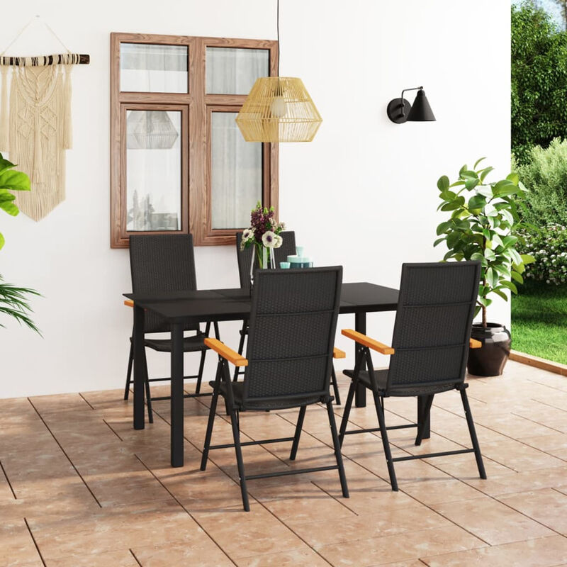 

Juego de comedor para jardin 5 piezas negro y marron