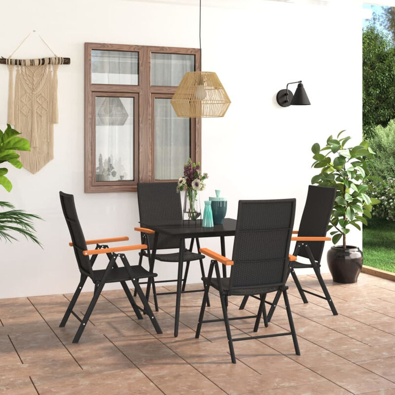 

Juego de comedor para jardin 5 piezas negro y marron