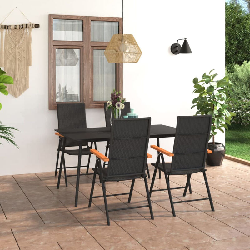 

Juego de comedor para jardin 5 piezas negro y marron