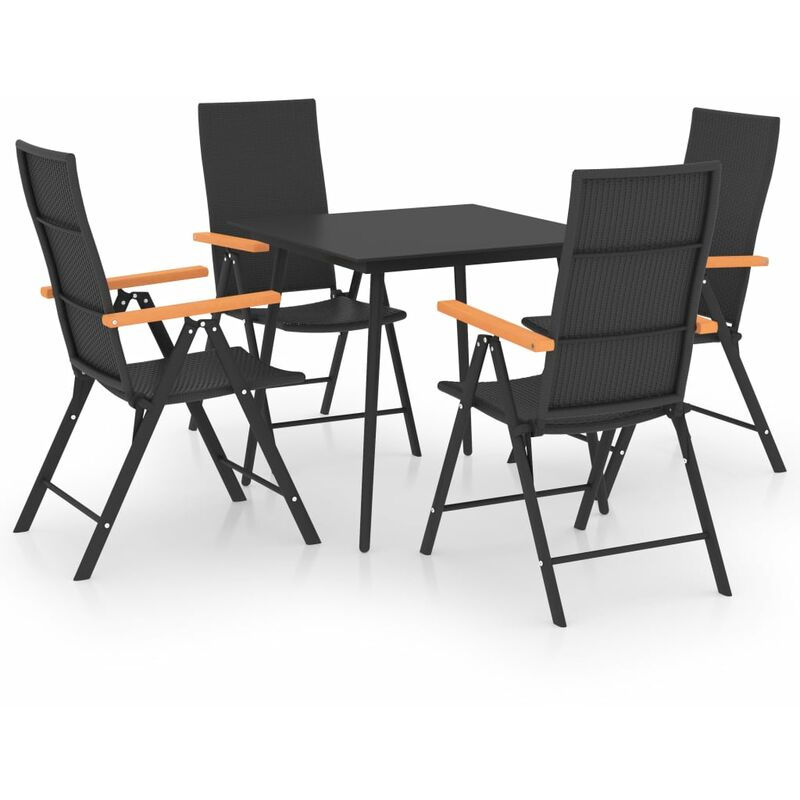 

BHD - Juego de comedor para jardín 5 piezas negro y marrón