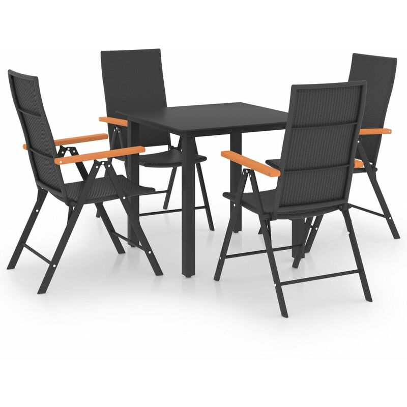 

BHD - Juego de comedor para jardín 5 piezas negro y marrón