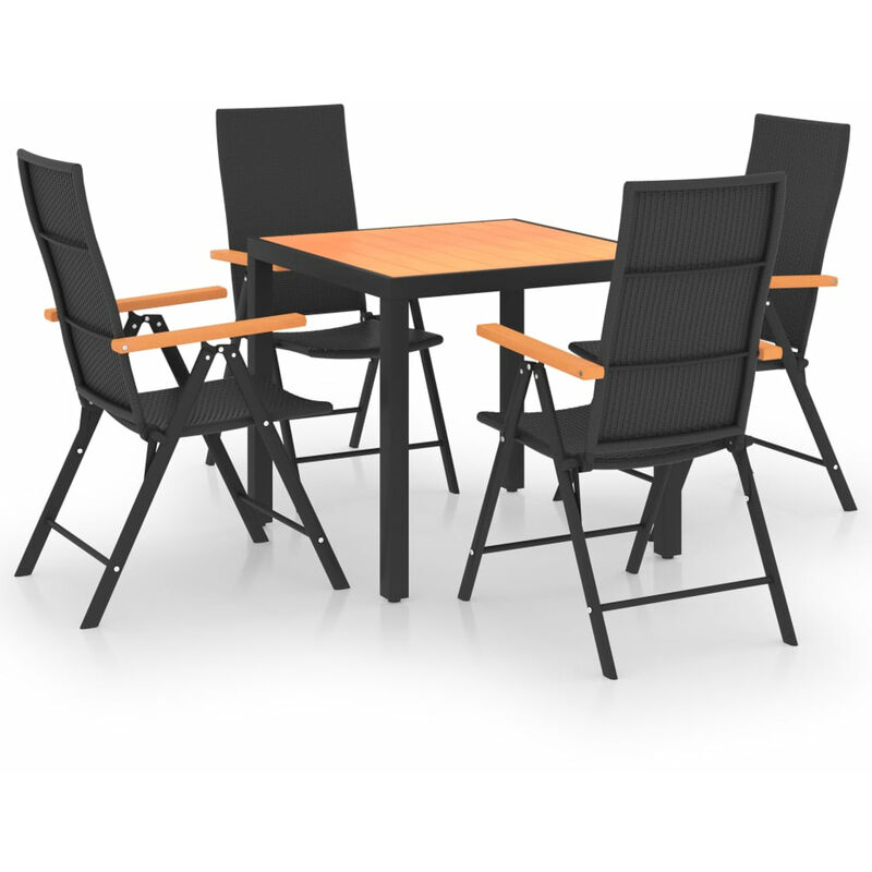 

Juego de comedor para jardin 5 piezas negro y marron