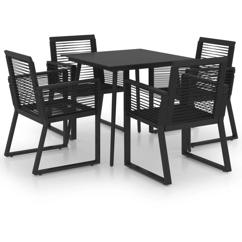 

vidaXL Juego de comedor para jardín 5 piezas ratán PVC negro - Negro