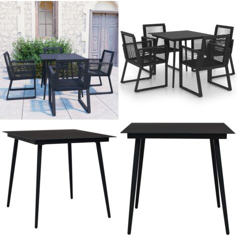 Juego de comedor para jardín 5 piezas ratán PVC negro - Mesa de jardín - Sillas de jardín