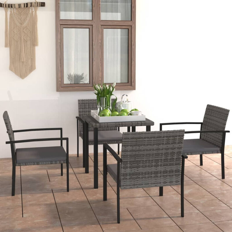 

Juego de comedor para jardin 5 piezas ratan sintetico gris