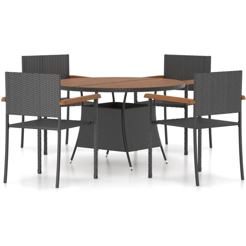 

BHD - Juego de comedor para jardín 5 piezas ratán sintético negro