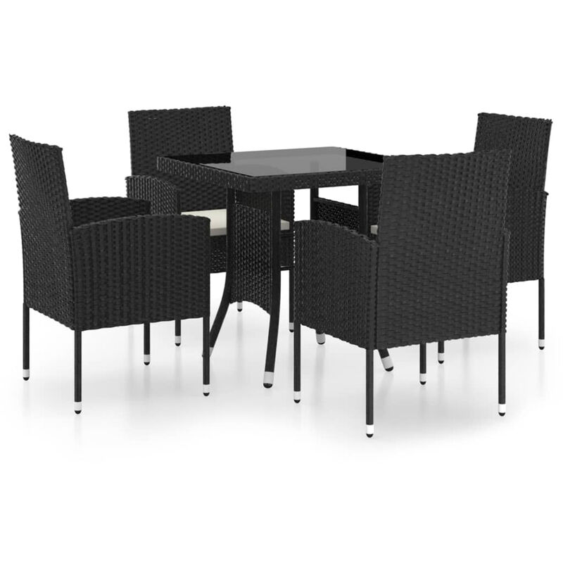 

Juego de comedor para jardin 5 piezas ratan sintetico negro