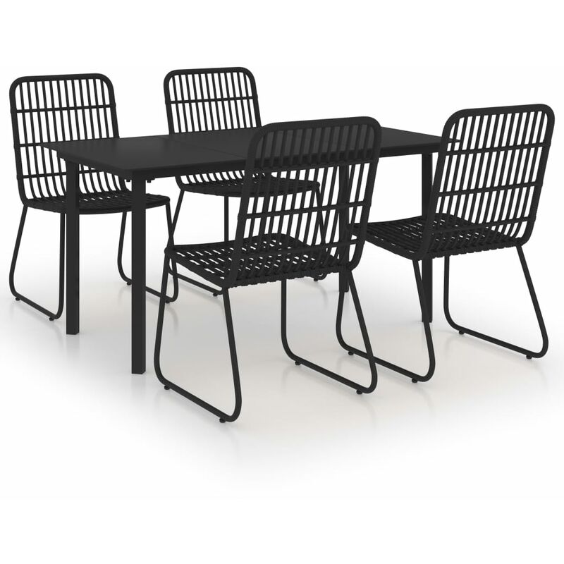 

BHD - Juego de comedor para jardín 5 piezas ratán sintético y vidrio
