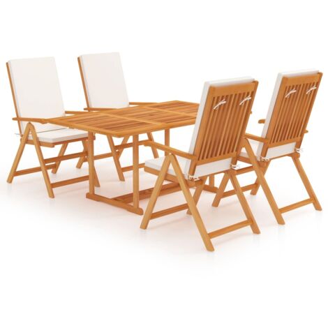 Juego de comedor para jardín 5 piezas teca maciza y cojines vidaXL